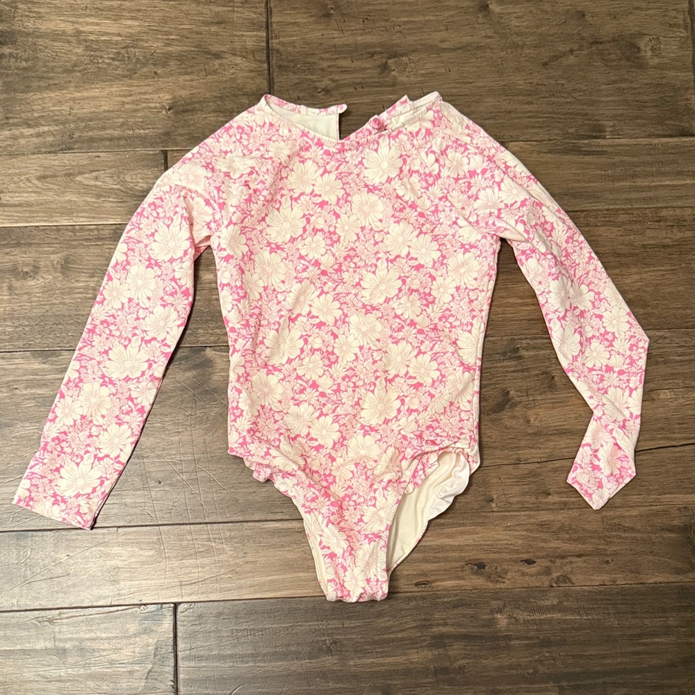Vineyard Vines Pink Floral Kids Swim One Piece